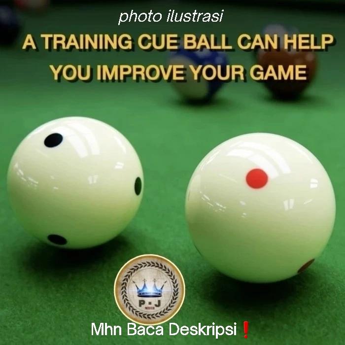 PJ - Billiard Cue Ball | Bola Putih 2.1/4 inch | 6 Red Dots - Meja 9 Feet