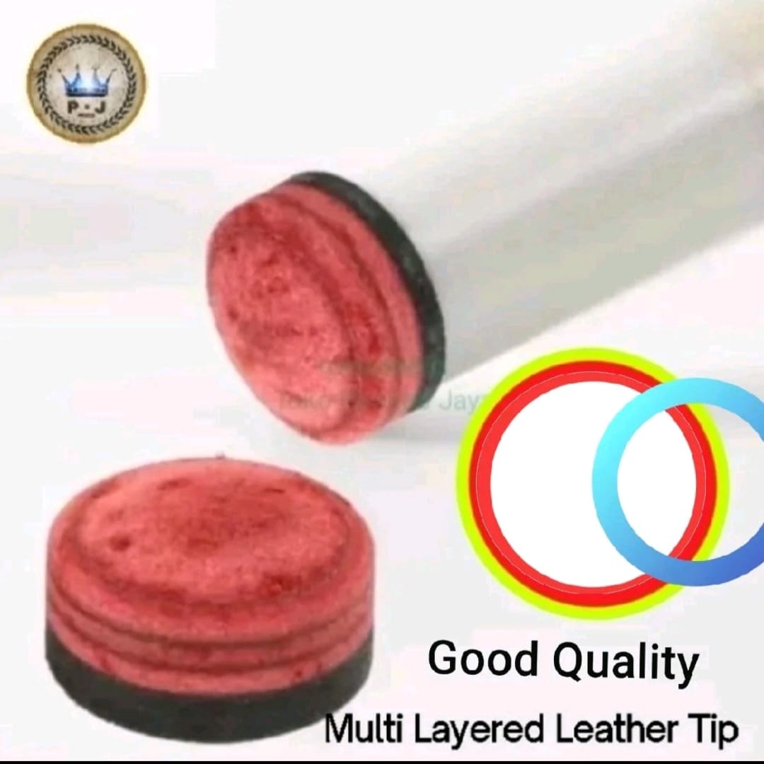 PJ - Billiard Cue Tip | Multilayered Black & Red Leather 13.7mm