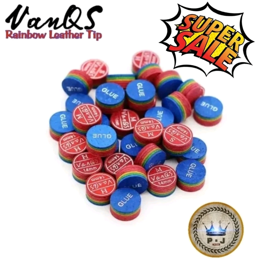 PJ - VanQS Billiard Cue Tip | Rainbow-Multi Layer Leather