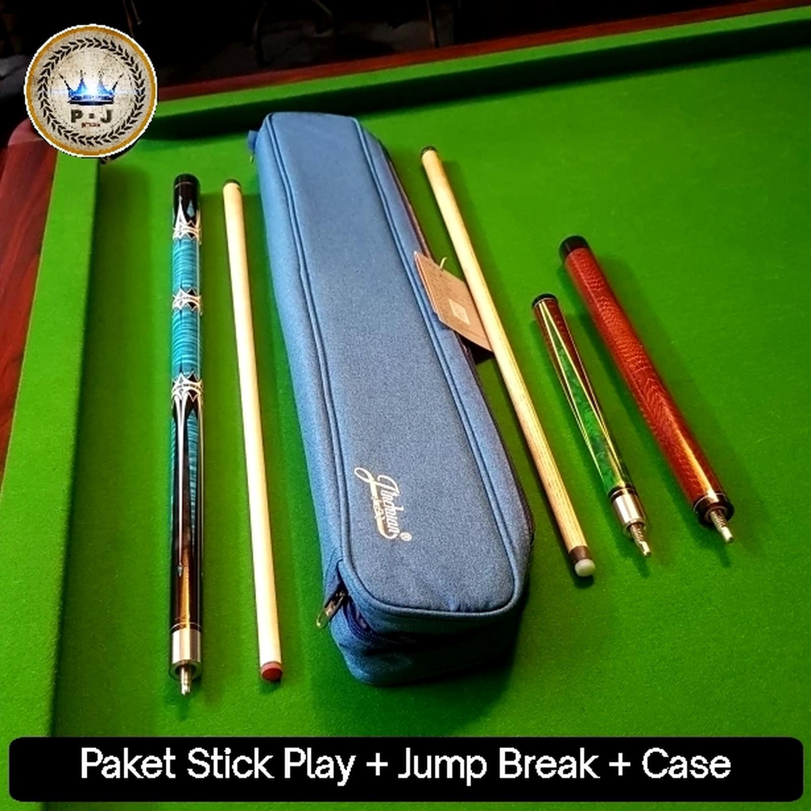 PJ - Paket Billiard | Stick Play + JumpBreak + Case Biru Tosca