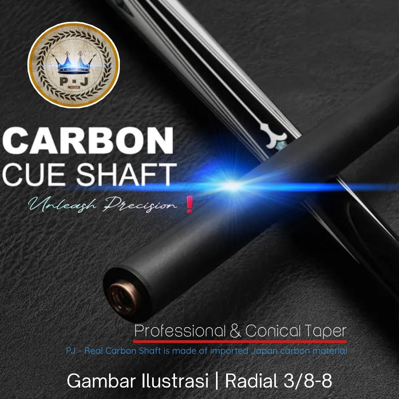 PJ | Billiard Real Carbon Shaft | RADIAL 3/8-8 | Shaft Only