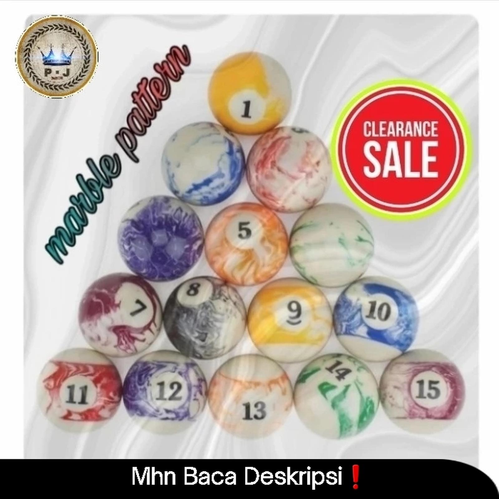 Set Bola Billiard | Stylish | Marble Pattern | Meja 9Ft | 7Ft Non Coin