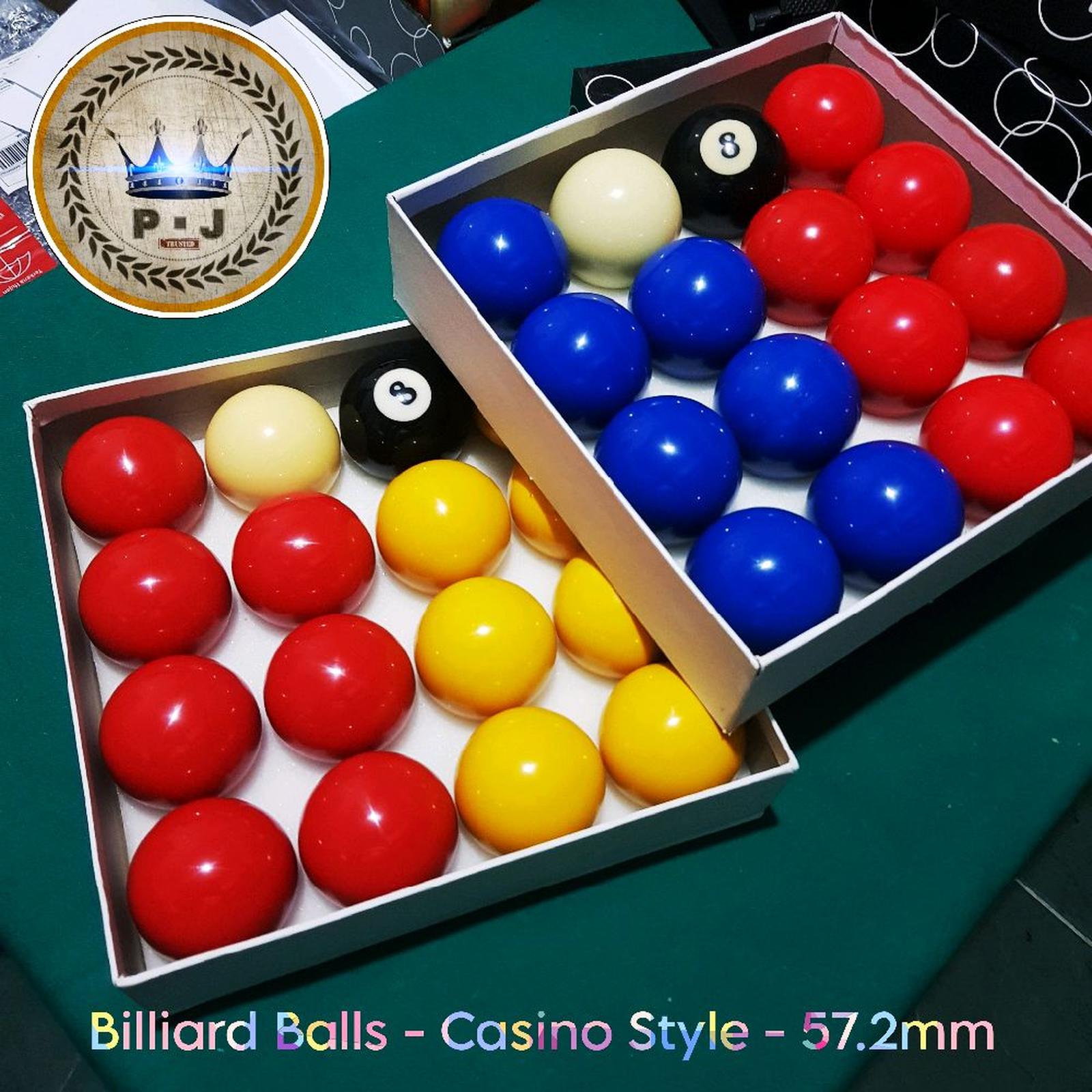 PJ - Set Bola Billiard | Black Ball Pool | Casino Sets | Bola Besar 2.1/4 Inch - PJ - Red Blue
