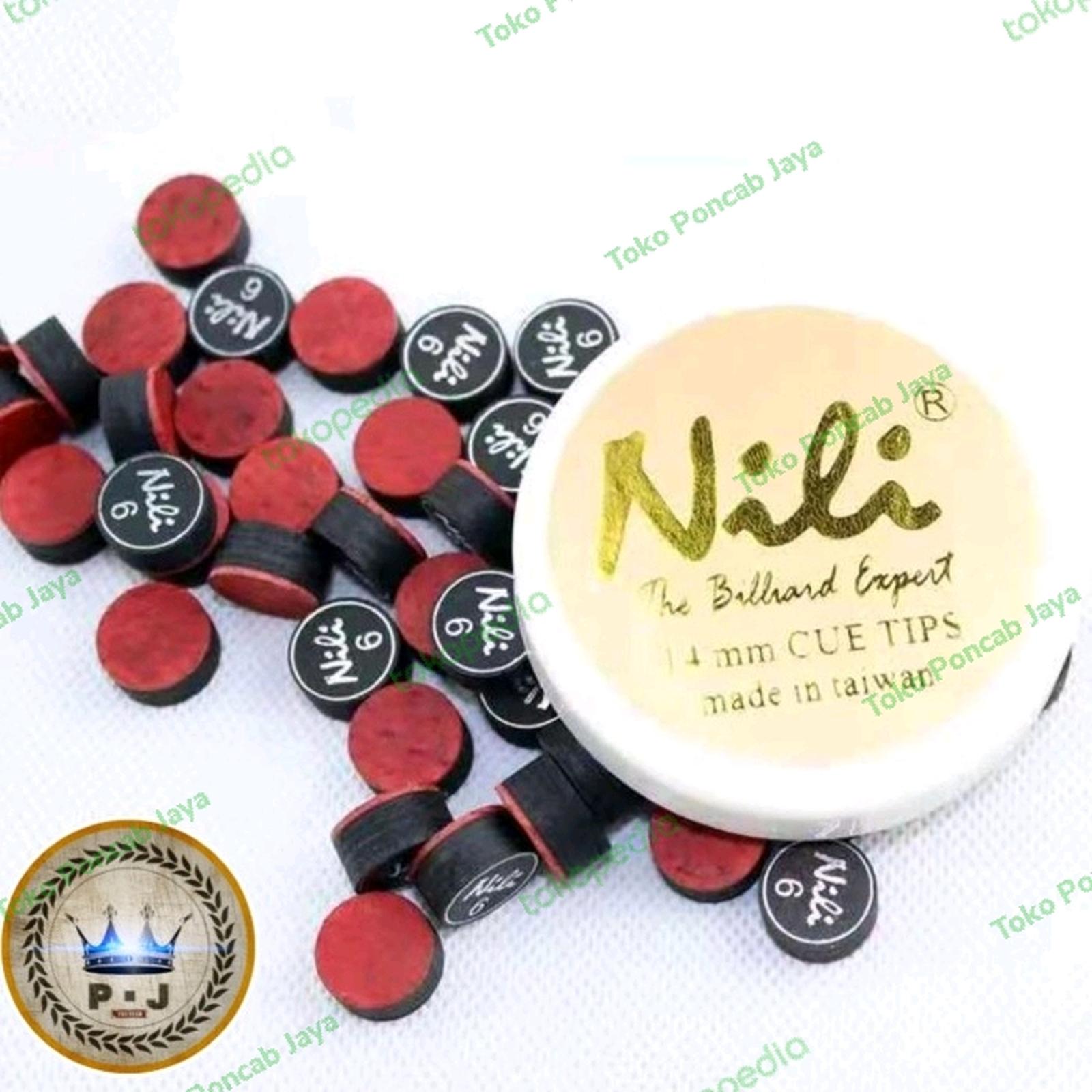 PJ - Billiard Cue Tip | Nili Taiwan | Black - Red Stripe | 14mm